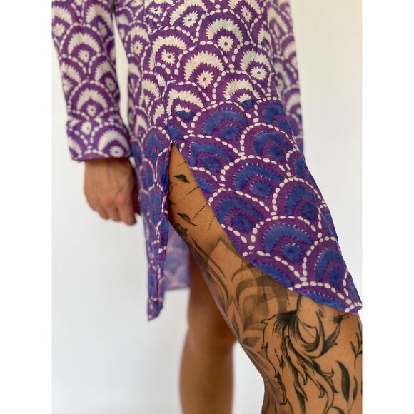 VTG Indian Cotton Tunic Dress – Block Print Kurti, Boho Sheer Dress, Size S/M - Picture 7 of 8